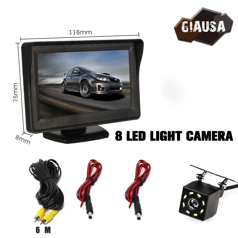 Монитор Автомобильный на зеркало заднего вида 4 3 дюйма с ночным светодиодный