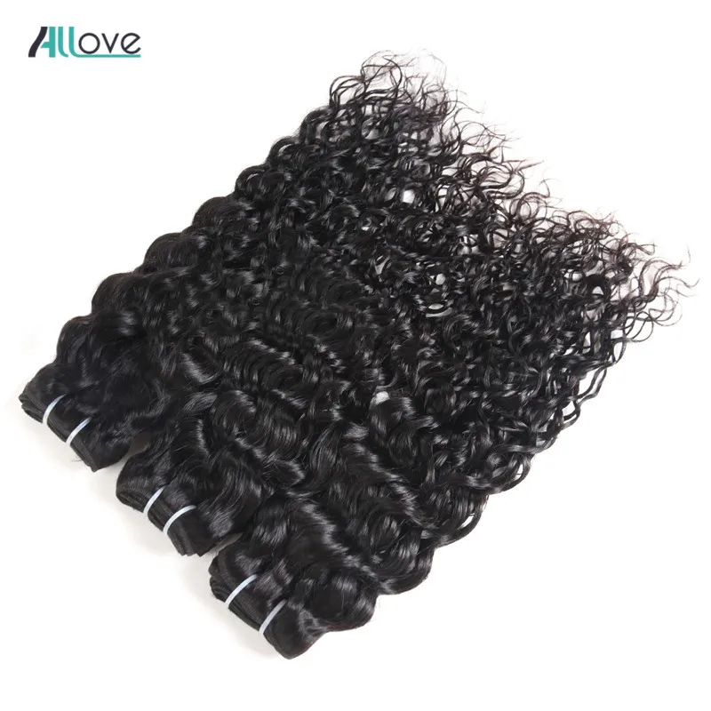 Allove перуанские волнистые пучки волос 100% искусственных пряди ков неповрежденные - Фото №1