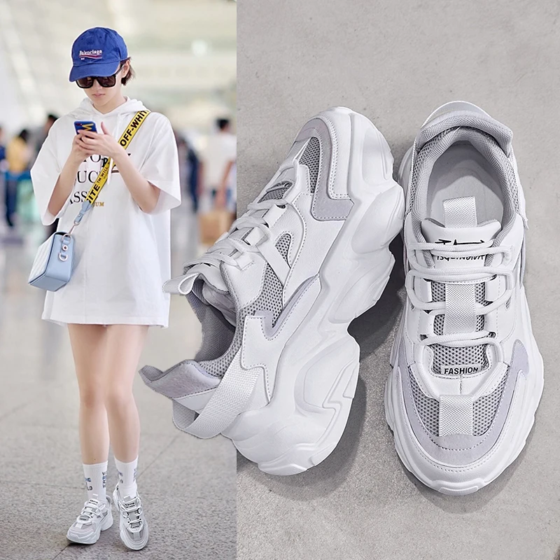 

Women's Platform Sneakers Women Shoes 2021 Korean Designer Casual Chunky Sport Shoes Vulcanized Tennis Basket Femme zapatillas