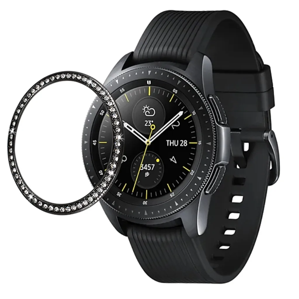 Для samsung Galaxy Watch 46 мм, драгоценный камень кольцо клеющаяся крышка против царапин Металл Нержавеющая сталь Смарт-часы аксессуары