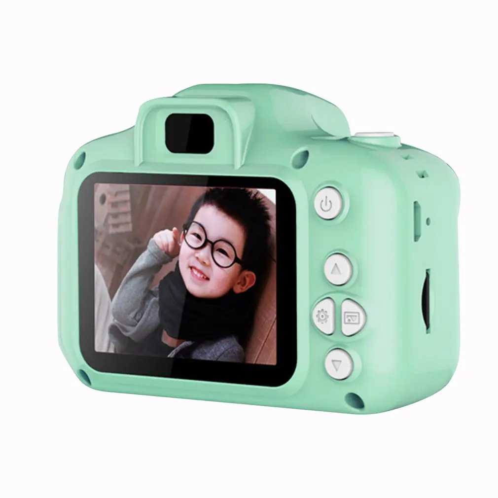 GREEN HD экран аккумуляторная цифровая мини камера дети мультфильм Милая камера игрушки наружная Фотография реквизит для ребенка подарок на день рождения - Цвет: GREEN