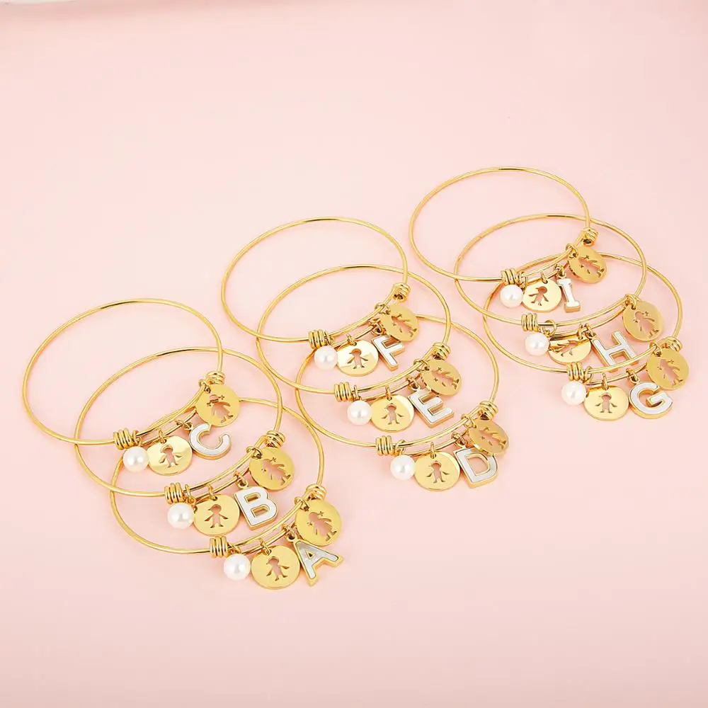 Нержавеющая сталь 26 Браслеты с буквами детская шарм браслеты и для женщин