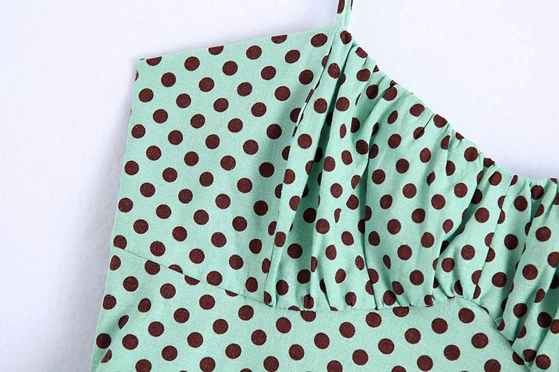 

HWLZLTZHT Green Dot Dress Woman Summer 2021 Women Linen Long Slip Dress Women Sexy Backless Dress Ladies Casual Party Dresses