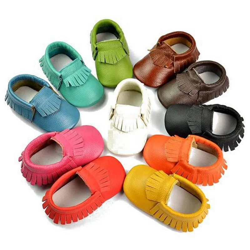 

Via Fedex/EMS, New Genuine Leather Soft Baby Shoes First Walkers Baby Moccasins Anti-slip Infant Kids Fringe Shoes, 100Pairs