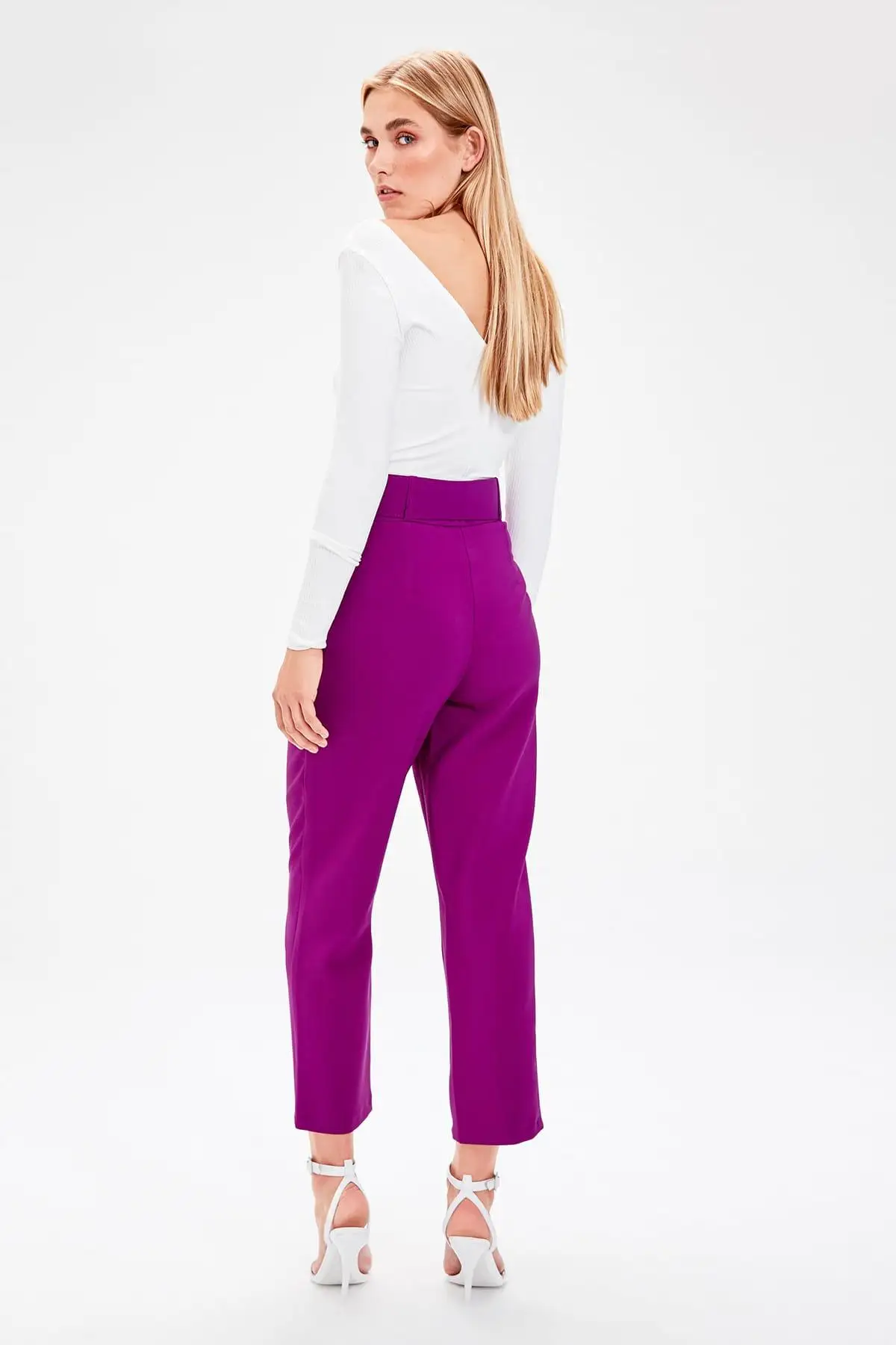Trendyol фиолетовые брюки с поясом TWOSS19BB0468 Женская одежда