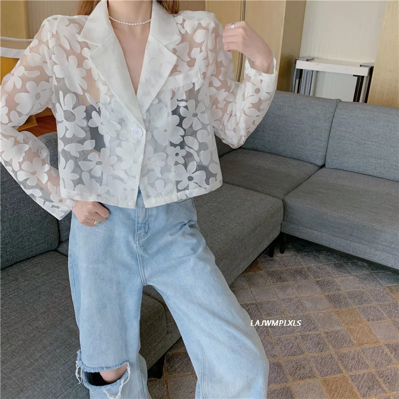 

Куртка с кружевными цветами; Новинка 2022 года; Сезон лето; Высококачественная кружевная верхняя одежда для отдыха; Повседневная короткая кур...