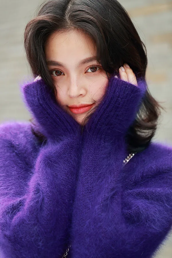 Новинка зимы 2022 норковый кашемировый свитер пуловер с круглым вырезом Ангорская