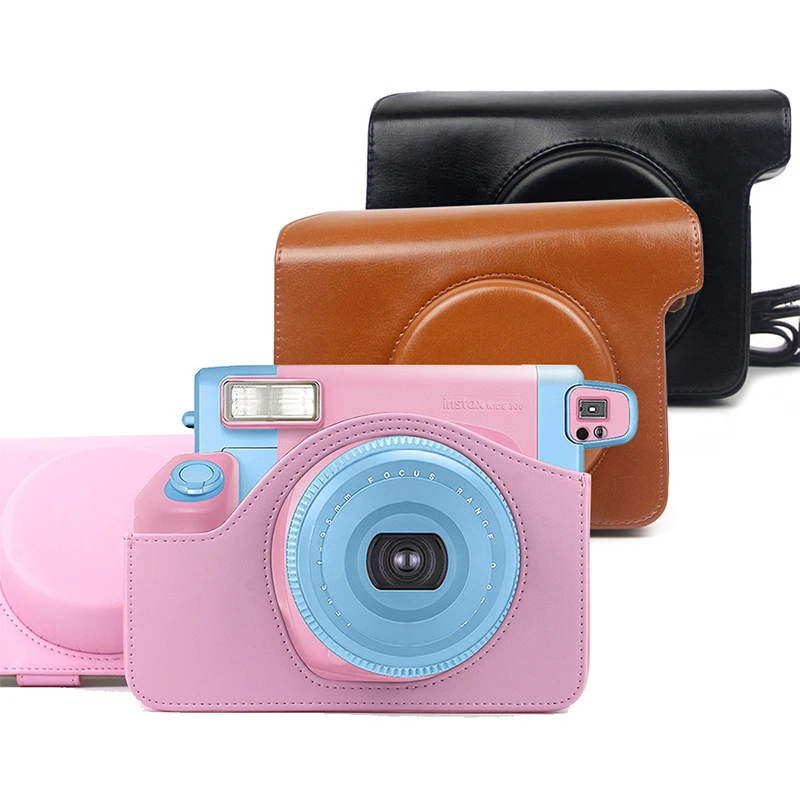 Fujifilm Instax Wide 300 Instant Camera Case, Quality PU Leather Carrying Bag, 5 Colors - Pink, Brown and Black