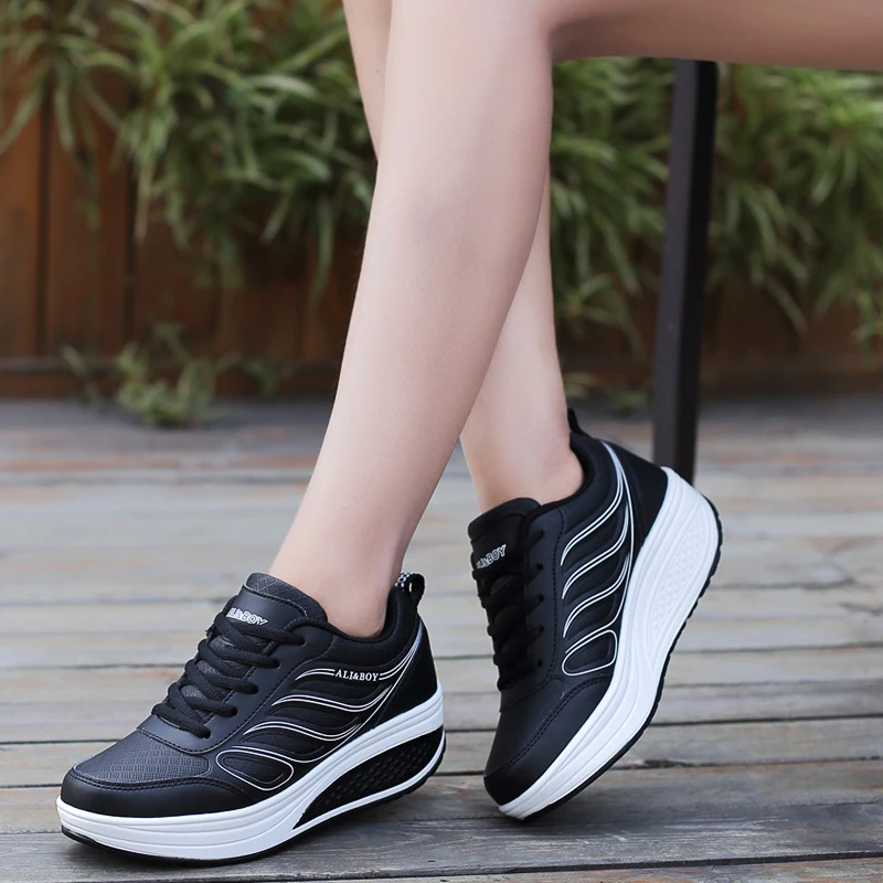 Women Wedge Platform Shoes Rocking Sports Shoes Shock-Absorb Jumping Sneakers Soft Body Shaped Woman shoes