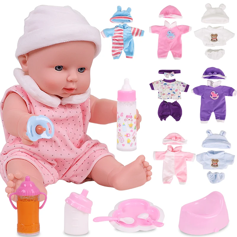12 дюймов Baby Reborn Full силиконовый мягкий корпус в розовой одежде кукла игрушки