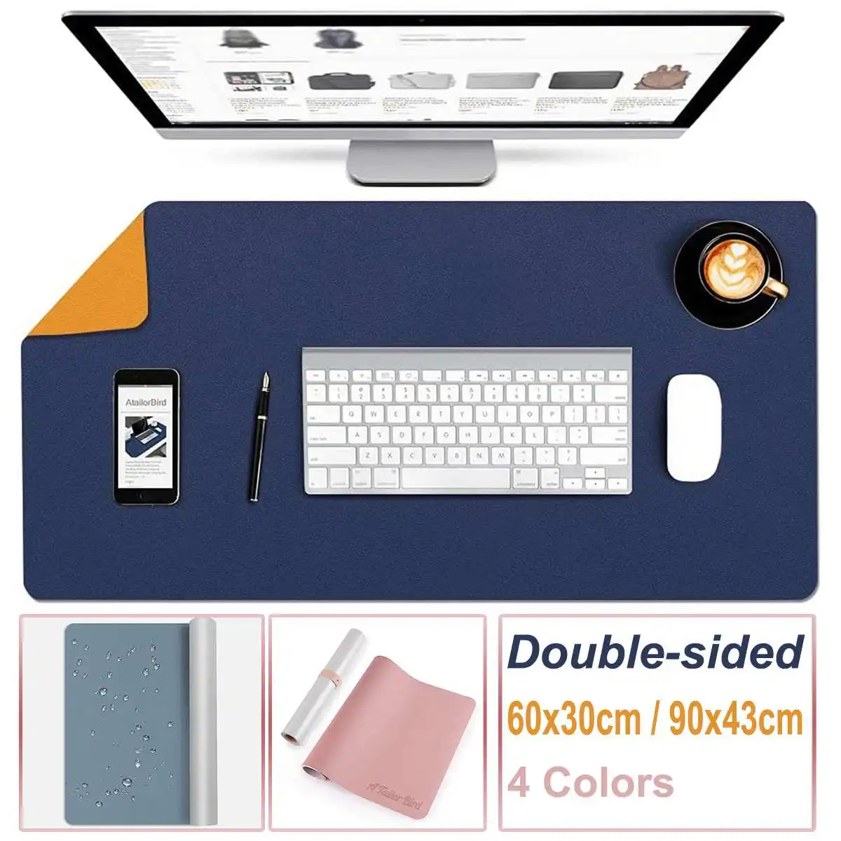 

AtailorBird Mouse Pad Waterproof Large Size Double-sided PU Leather Protective Desk Pad Desk Blotter Writing Mat For Office Home