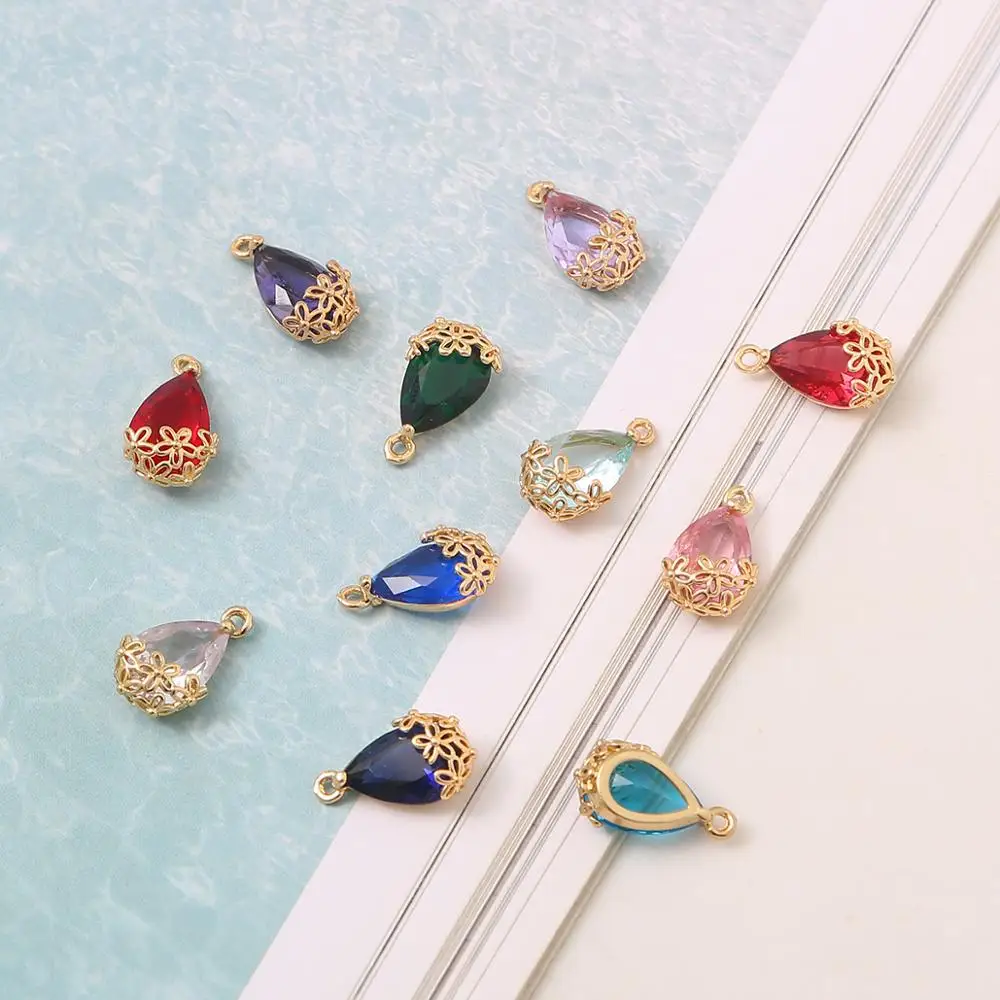 Подвески с кристаллами циркона в виде капли воды фурнитура для изготовления