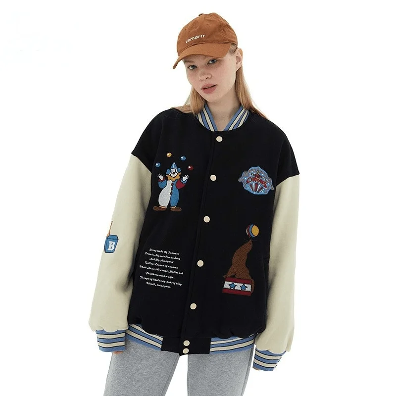

Henry Plush Stitched Embroidery National Fashion Loose Casual Couple Baseball Jacket Jacket Men's And Women's Fashion
