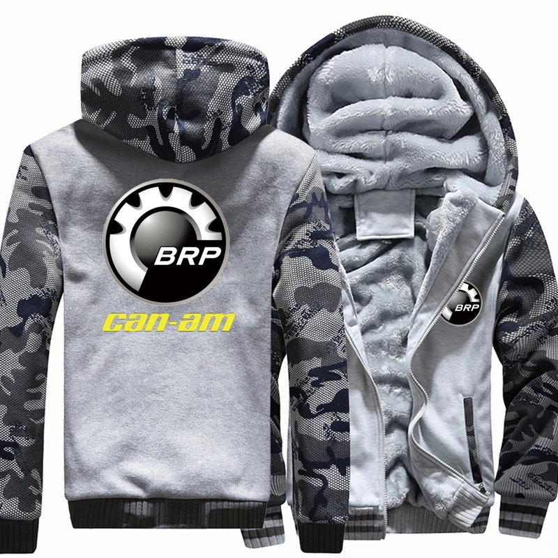 

Hoodies Winter BRP Can-am Camouflage Sleeve Jacket Fleece Thicken Unisex Casual Wool Liner Fleece Man Coat Sweatshirt Pullover