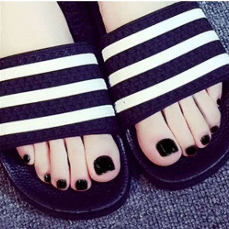 Черные накладные ногти для ног однотонные пластмассовые пальцев маникюрные