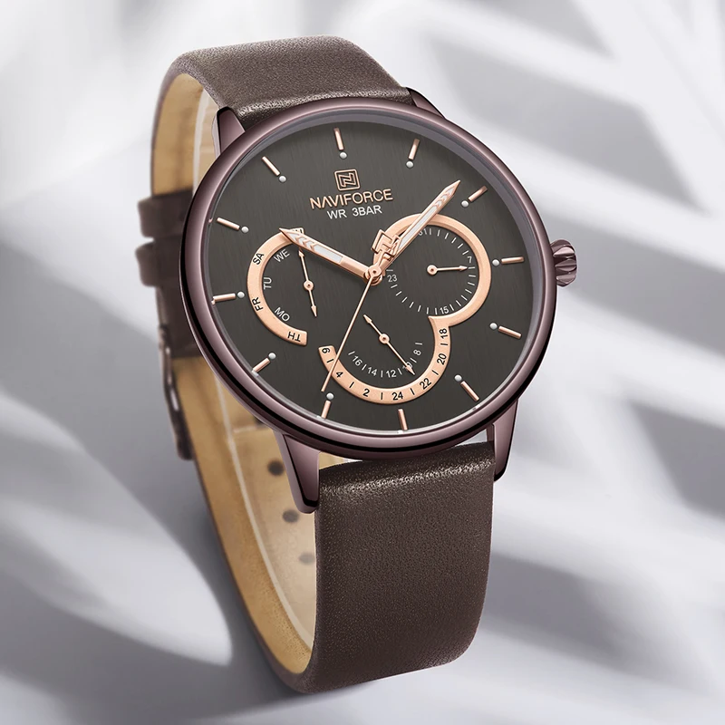 NAVIFORCE Watch Leather Quartz Men Watches Waterpoof Calendar Men’s Wristwatch Top Luxury Brand Relogio Masculino for | Наручные часы