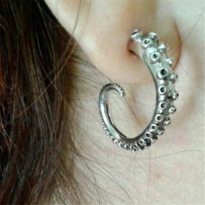 

Punk Interesting Octopus Foot Earrings for Men Women Gothic Silver Color Unusual Stud Earrings Nightclub Bar Jewelry Accessories