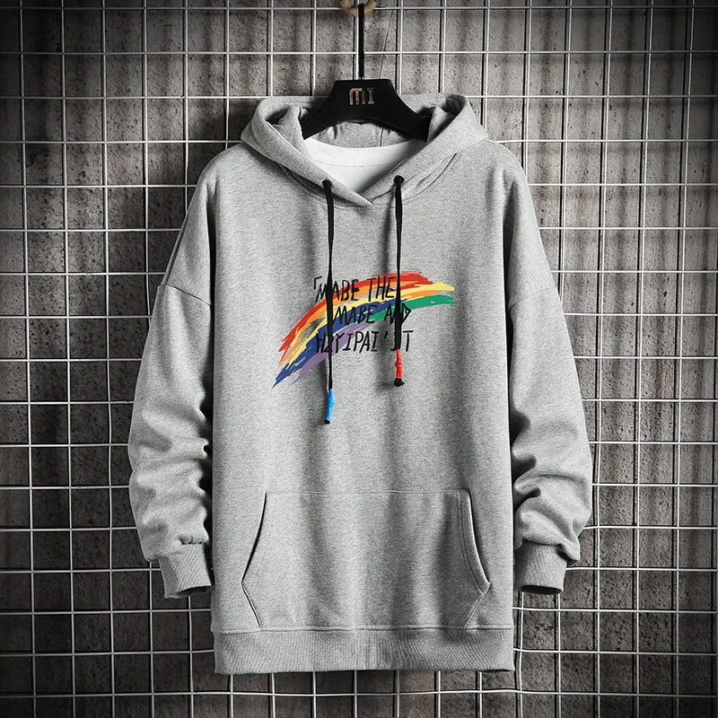 

Mens Oversize Sweatshirt 2020 Winter Thick Fleece Warm Casual Sweatshirt Male Fashion Printed Sweatshirts Black Hoodie For Men