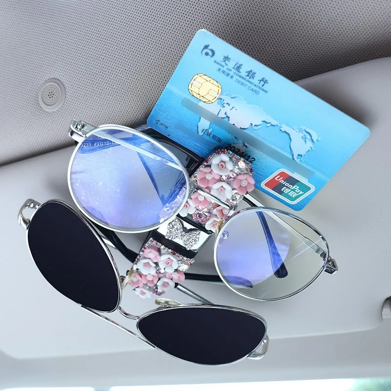 Шикарные хрустальные автомобильные солнцезащитные козырьки футляры для очков