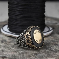fashion light luxury set black zircon retro ring two color mens ring jewelry ring