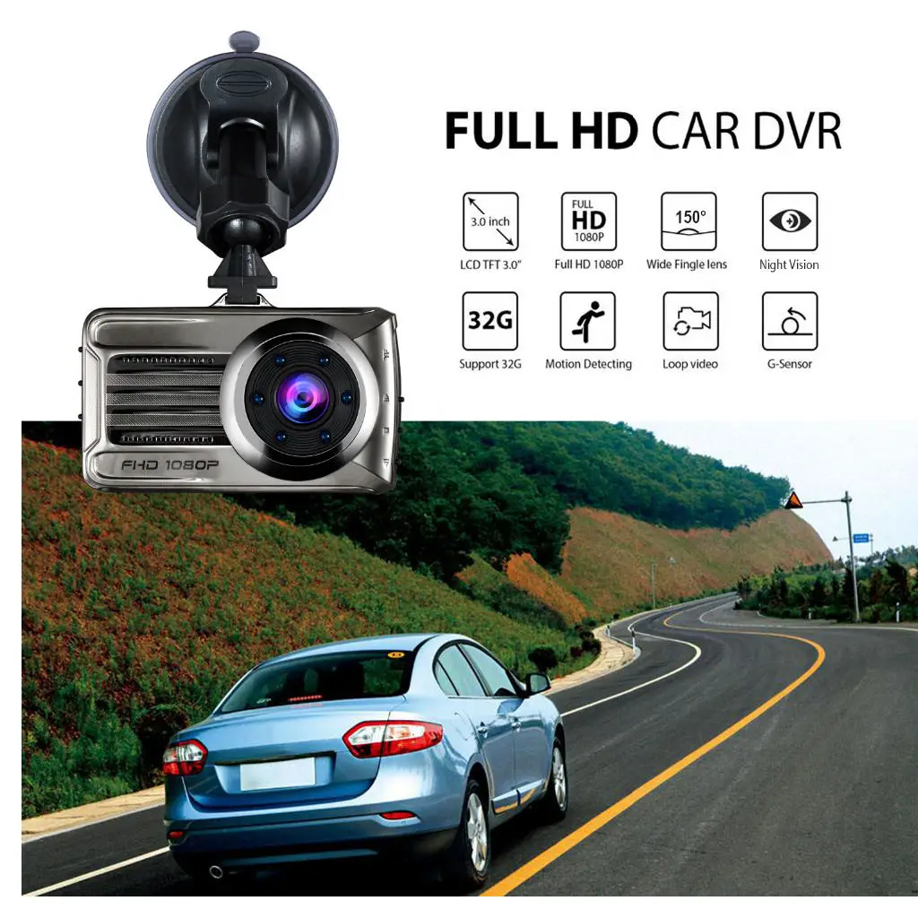 

Gold Single Lens HD Car DVR Cam Video Recorder Rearview Camera