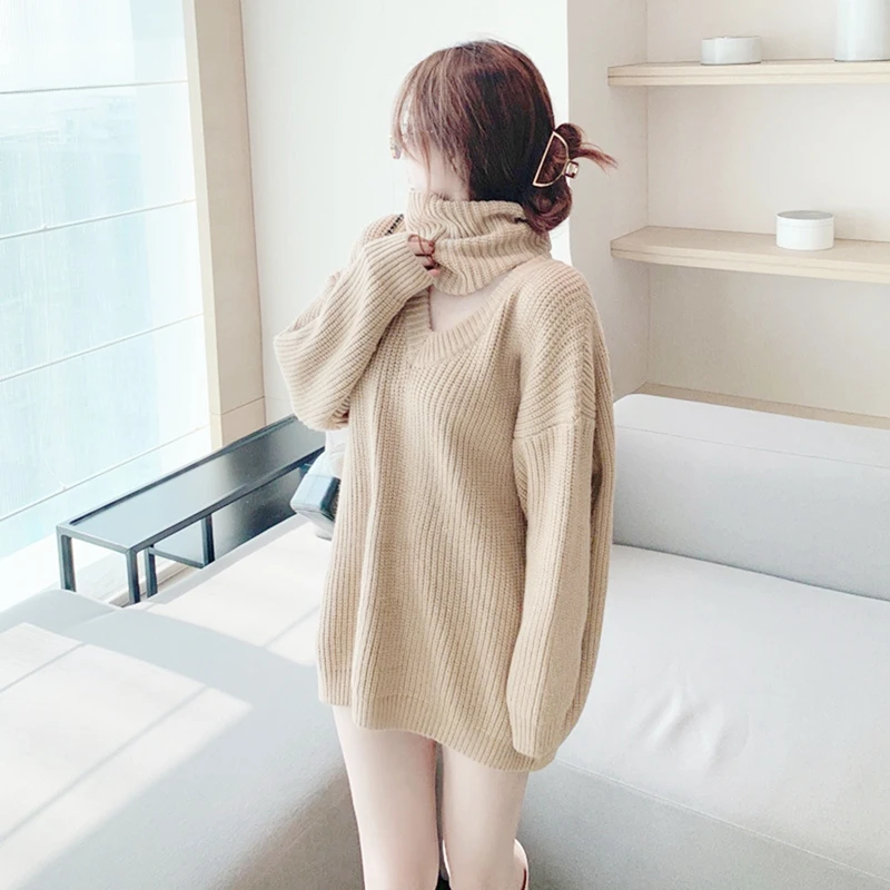 

Ladies Thicken Loose Mid-Length Knitted Top One Size