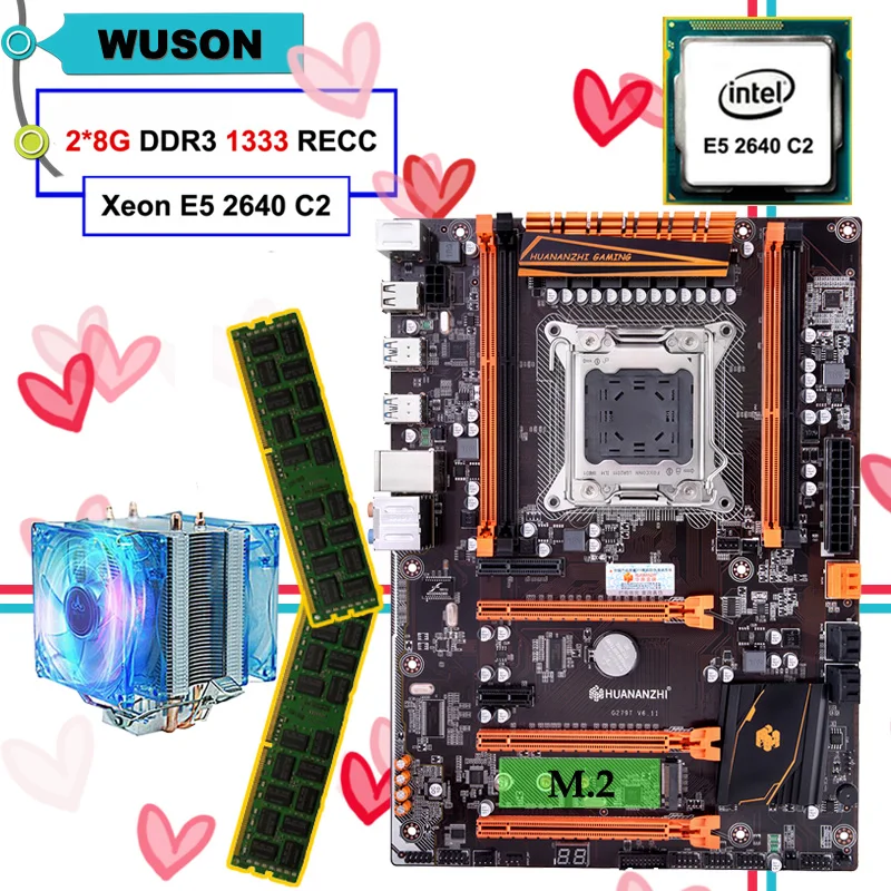 Bestellen Neue Ankunft Rabatt HUANANZHI X79 Deluxe Motherboard Mit M.2 NVMe Slot CPU Intel Xeon E5 2640 Mit Kühler RAM 16G (2*8G) RECC
