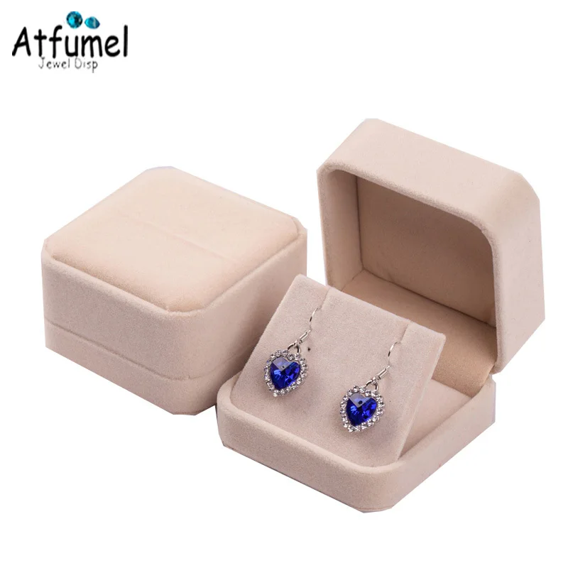 

Wholesale Jewelry Earring Box Velvet Pendant Stud Jewelery Storage Case Fashion Color Wedding Enagement Earring Gift Box 10Pcs