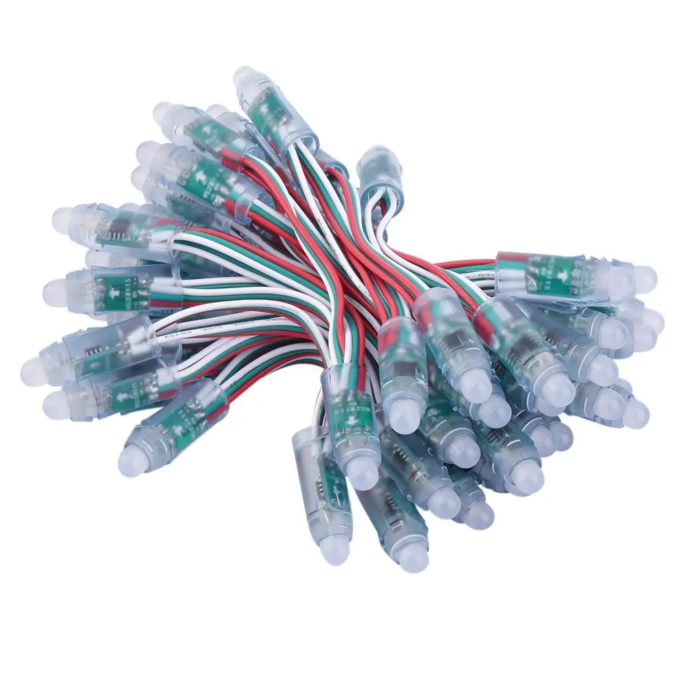 

DC 5V 50PCS WS2811 RGB Full Color 12mm Pixels Digital Addressable LED String Light Birthday Party Garden Curtain Decororation