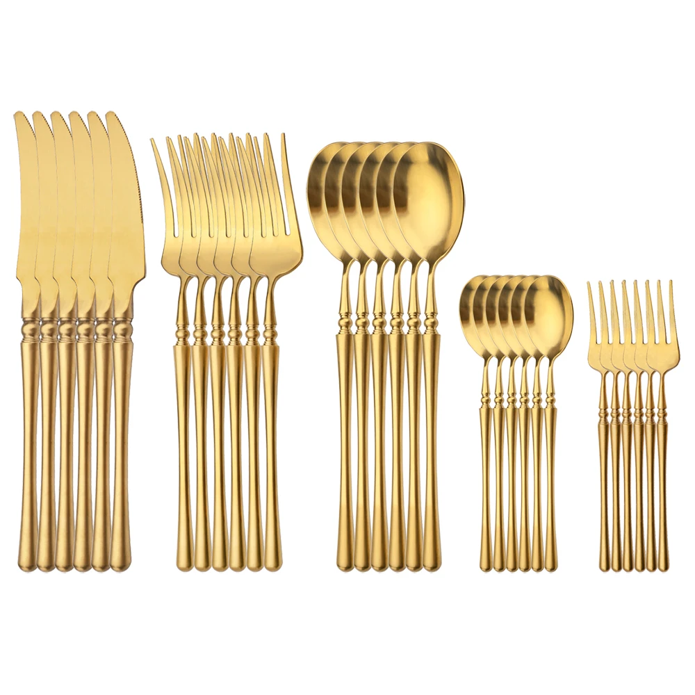 

Dinnerware 30/24PCS Flatware Set Luxury Cutlery Steel Set Quality Tableware Dinner Knife Fork Coffee Spoons Teaspoons Silverware