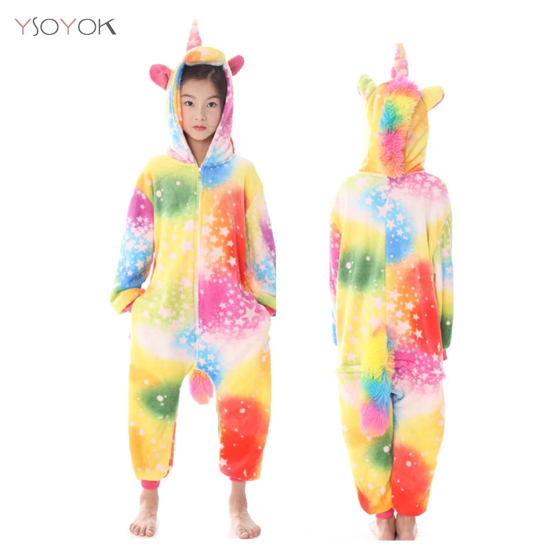 Kigurumi/Детские пижамы для мальчиков и девочек; комбинезон с единорогом; детский зимний комбинезон с изображением панды для мальчиков; детская одежда для сна