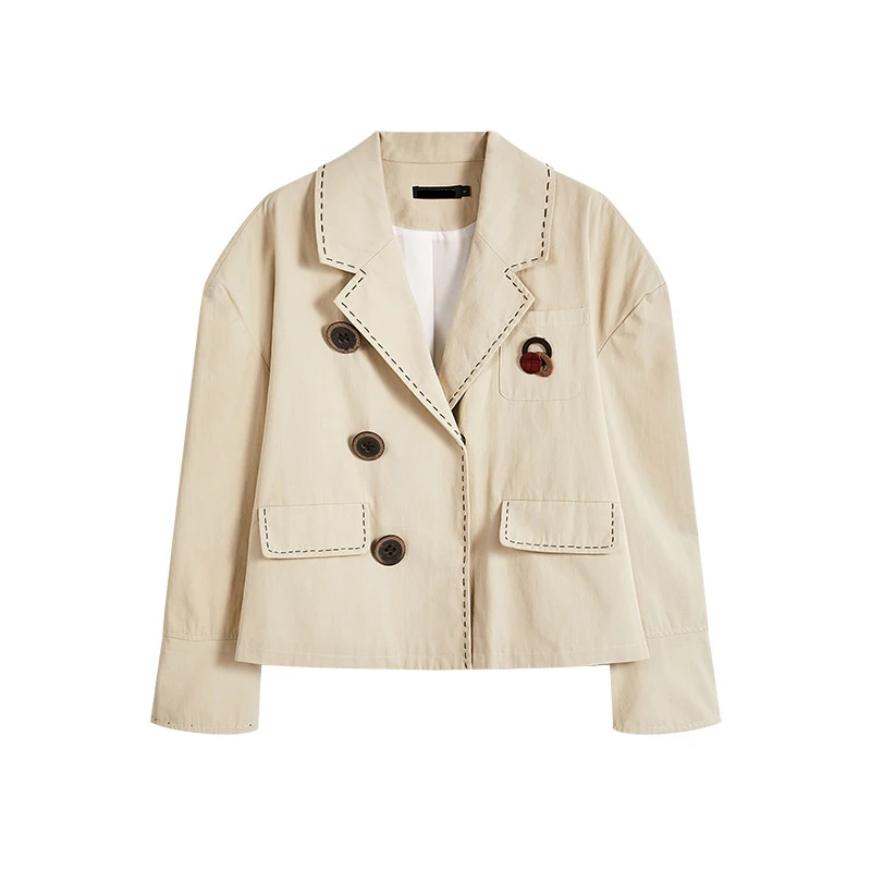 

XITAO Women Blazer Fashion New Patchwork Hidden Breasted Women Pocket Fulls Sleeve Casual Minority Solid Color Coat WJ1168