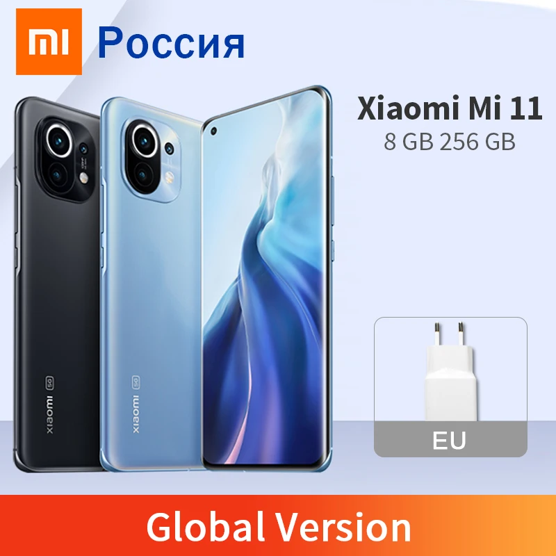 Новый Xiaomi Mi 11 8 Гб оперативной памяти 256 ГБ ROM глобальная версия смартфона Mi11 Snapdragon