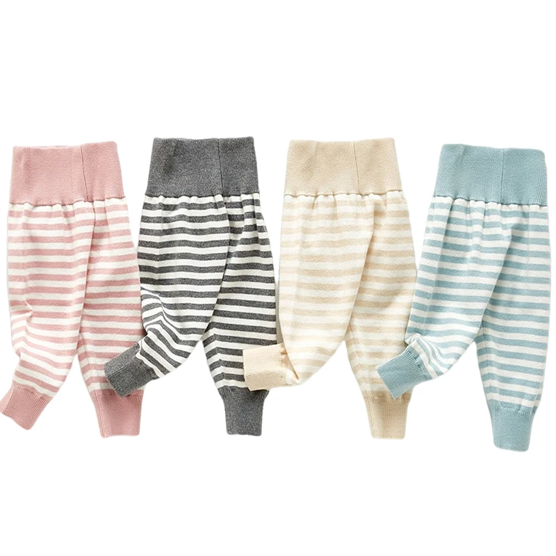 

Трикотажные брюки для новорожденных девочек, хлопковые леггинсы для маленьких девочек и мальчиков, полосатые брюки, осень-весна, новые ПП б...