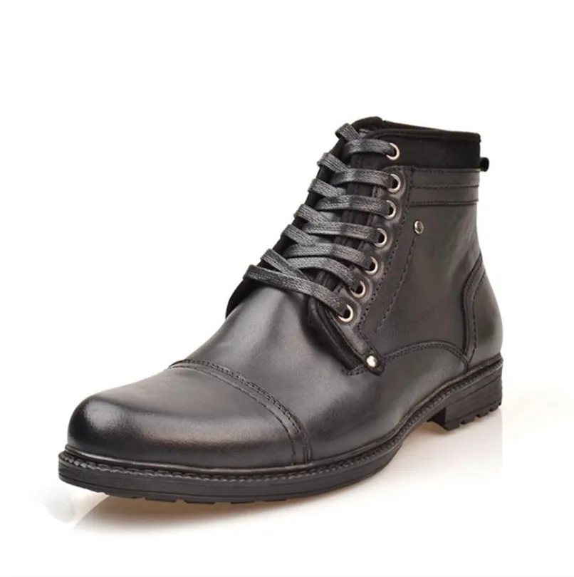 

2021 New Men's Motorcycle boots man causal boots genuine leather big size autumn winter warm man Bullock ankle boots Size 40-45