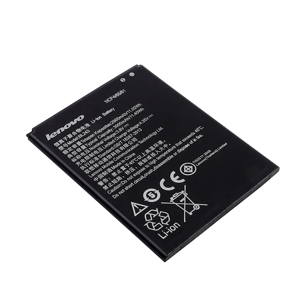 100% Оригинальный аккумулятор BL243 для Lenovo K3 Note K50 T5 A7000 A5500 A5600 A7600 2900/3000 мАч