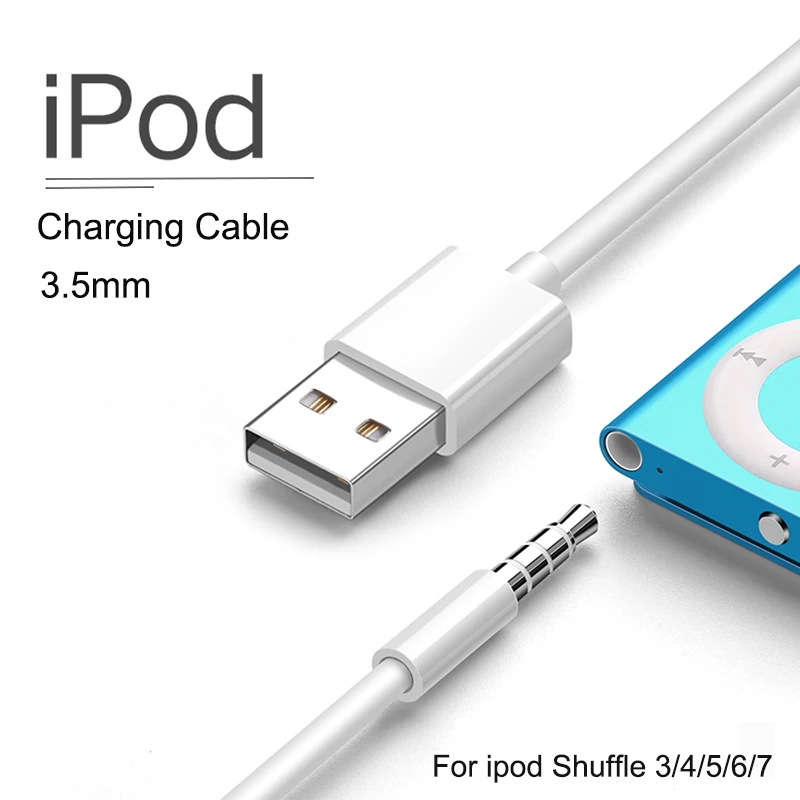 

USB Charging Data Cable For Apple iPod For Shuffle USB to 3.5mm Jack Adapter Cable For MP3 MP4 Player Speaker Charger Cord Wire