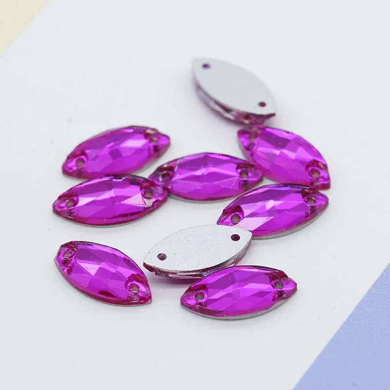 72p 6x12mm navette Horse eye faceted crystal galss sewing stones Sew On flatback Rhinestones jewels 2Holes Costume Dress Gems | Украшения и