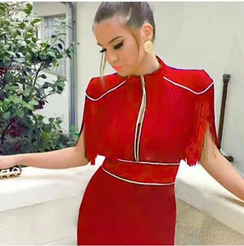 

Sexy Women Dress Tessel Sleeve 3 Color Solid Mini Bandage Dress