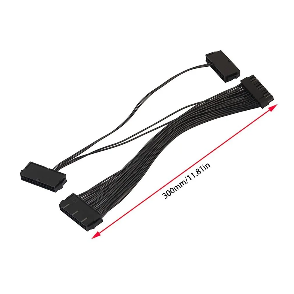 

30CM Dual PSU Cable Extension Adapter ATX 20+4 24Pin Power Supply Sync Starter PSU Riser For GPU Miner Mining