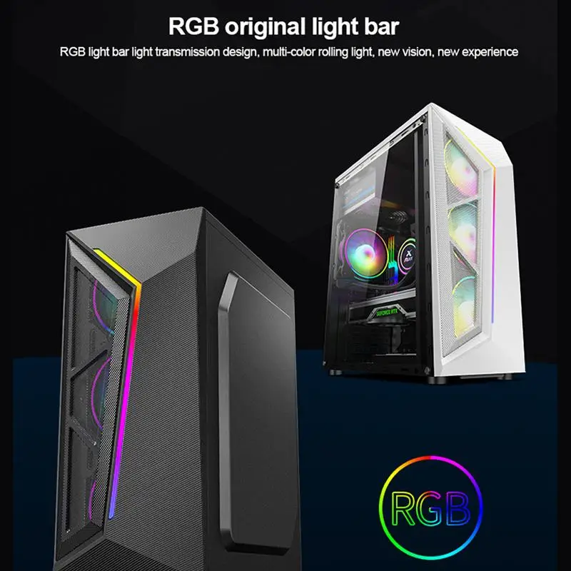 Чехол для игрового компьютера V8 RGB ATX полноразмерный акриловый прозрачный чехол