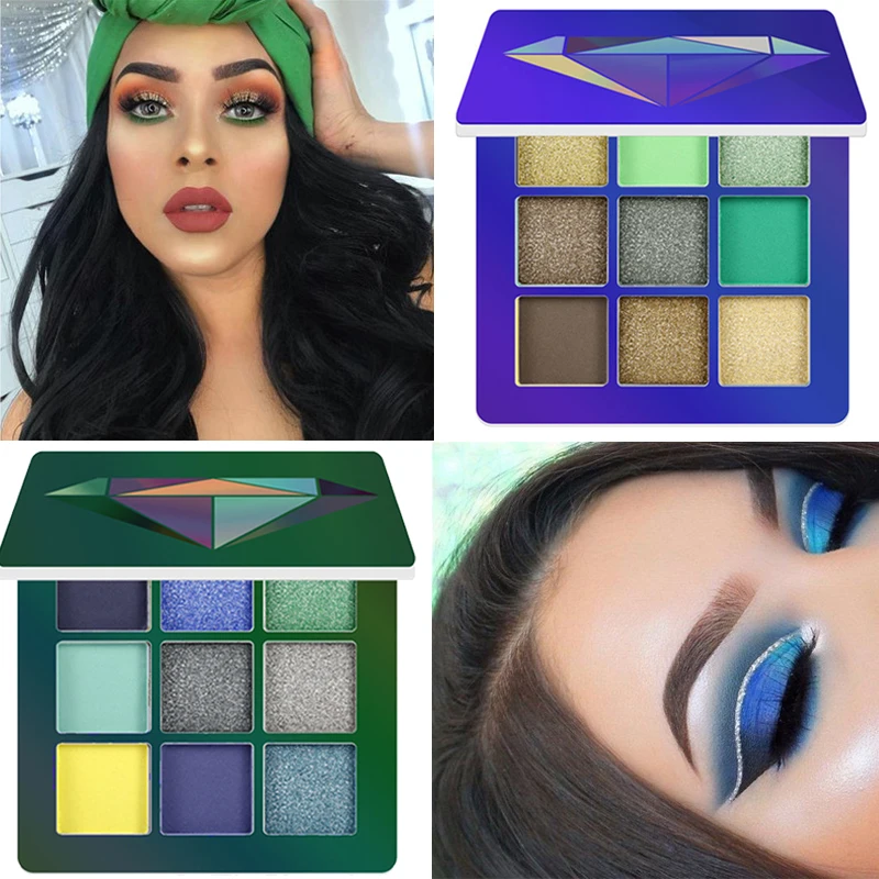 Алмазный Зеленый блеск теней для век Палитра Красочные водонепроницаемые