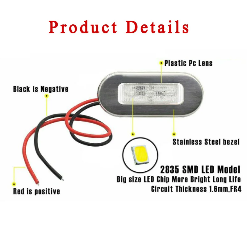 

Shockproof Marker Light White Replacement Parts Boat Yacht Marine Stainless Steel Lamp