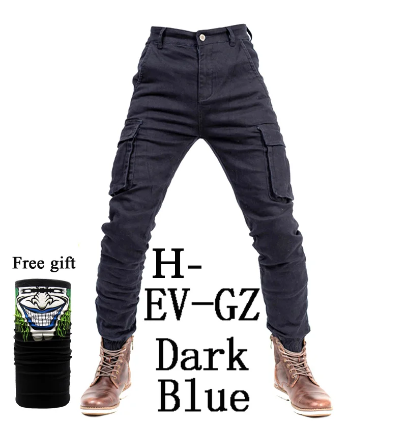 H-EV-GZ Blue Jeans O Мото rcycle комбинезон джинсы с защитой от падения тонкие джинсовые велосипедные гоночные брюки мото кросс мото комбинезон брюки мото rcycle брюки карго - Цвет: H-EV-GZ Blue Jeans O
