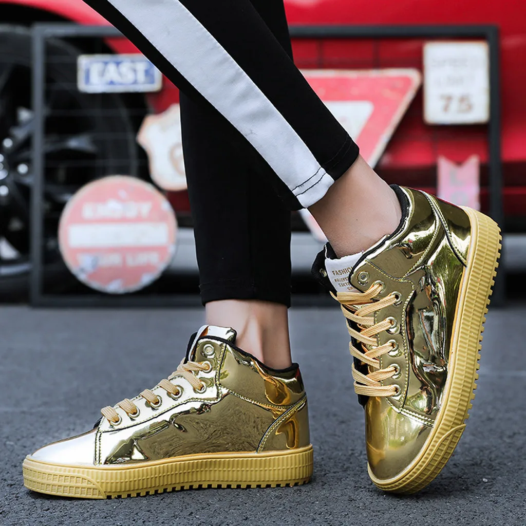 Кроссовки мужские глянцевые цветные зеркальные кеды кожа блестки повседневная