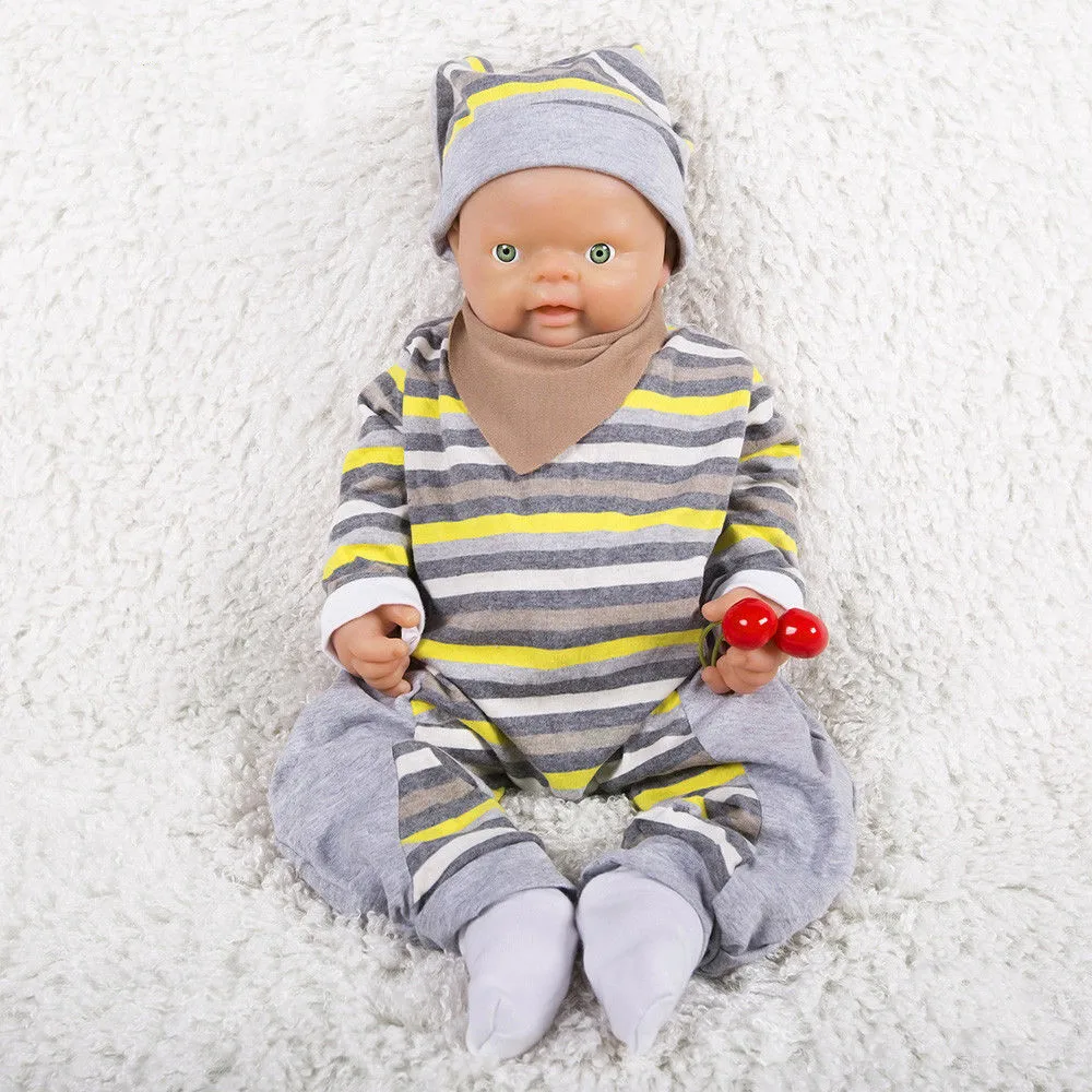 

18 inch reborn boy doll realistic green eyes reborn baby with clothes hat socks can take pacifier