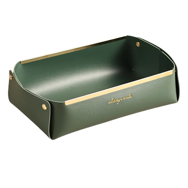 

Creative Leather Tray Luxury Nordic Jewelry Plate Living Room Storage Box Decorative Desktop Rangement Kitchen Accessories DF50P