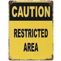 retro metal sign caution resticted area street signs aluminum signs for indoor outdoor and road wall decoration 16%c3%9712inch