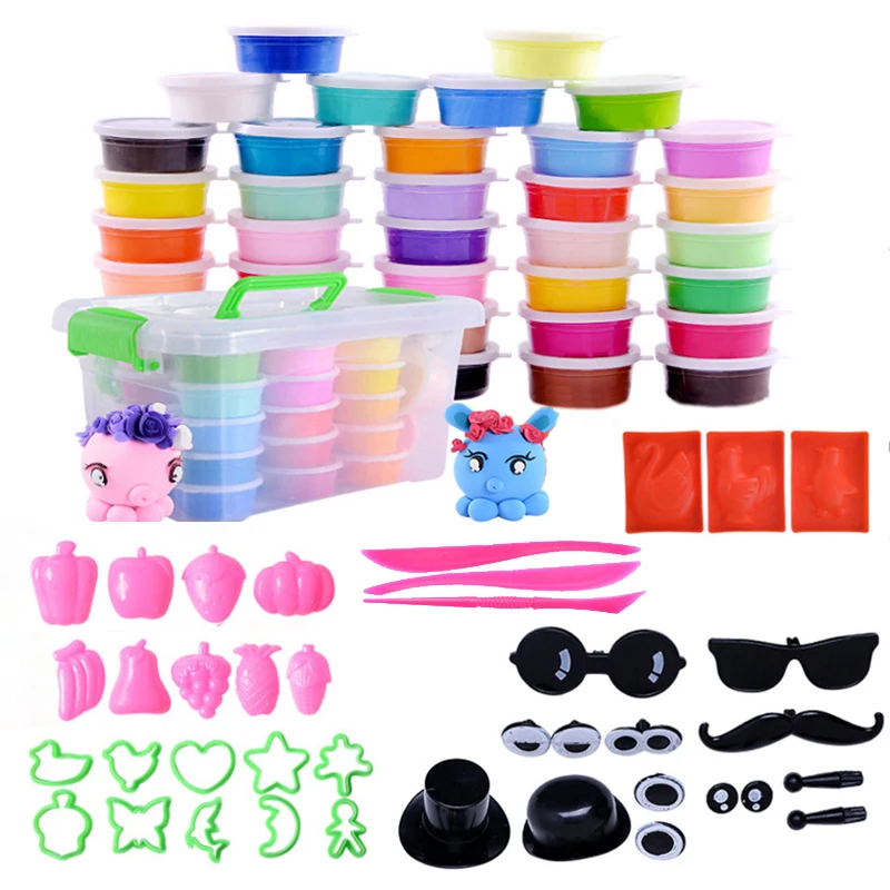 Полимерная глина для моделирования без запекания 36 цветов флаффи слайм игрушки