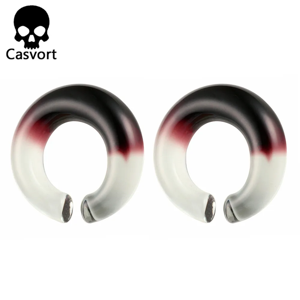 Casvort 2 шт пирсинг, ушные измерительные приборы круглые стеклянные Беруши Тоннели ювелирные изделия с расширителем для тела носилки модные серьги для подарка 2 шт